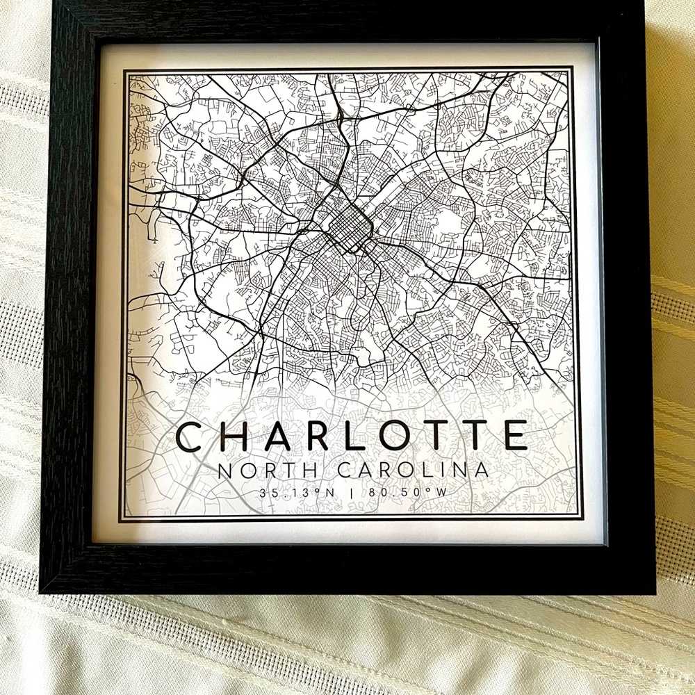 Framed art work of Charlotte.